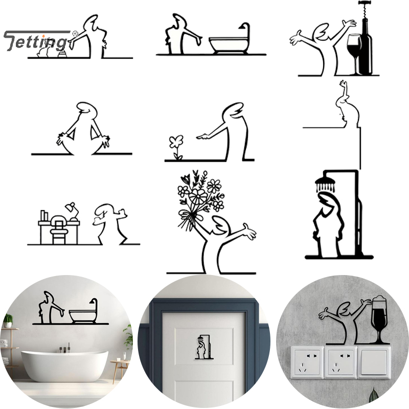 Jet Home Bathroom - Czarna Figurka Pod Prysznic Dekoracja Ścienna