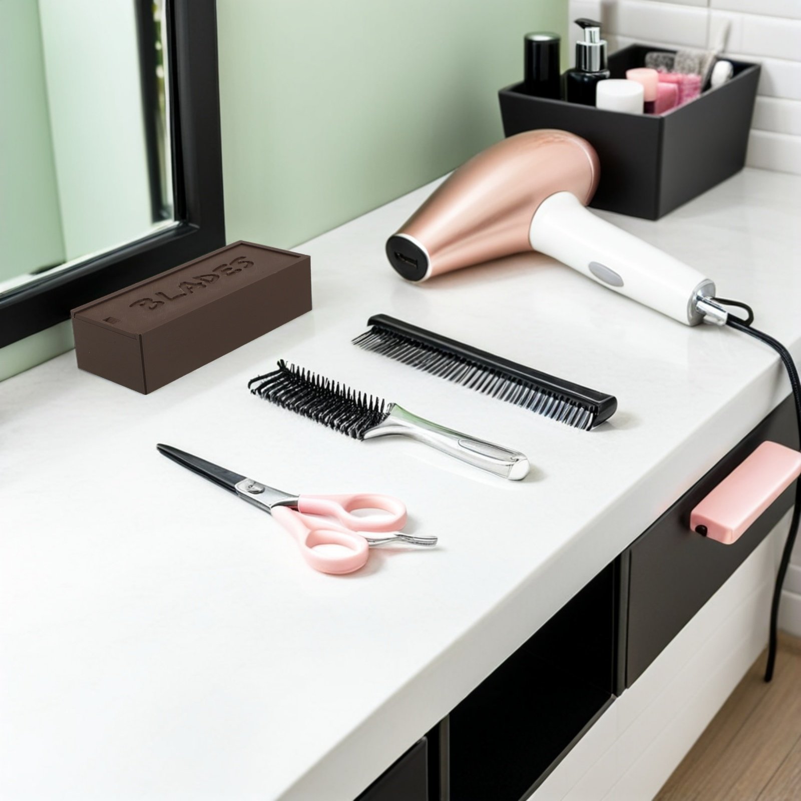 Home One Bathroom - Brązowy dwukomorowy plastikowy pojemnik na ostrza